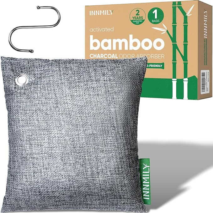 Activated Charcoal Odor Absorber,Large 500g W Hooks Nature Odor Eliminator for Strong Odor,Bamboo Charcoal Air Purifying Bags,Moisture Absorbers for Fresh Home Car Closet Pet,Smoke Smell Deodorizer