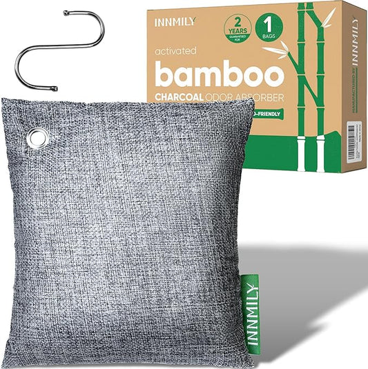 Activated Charcoal Odor Absorber,Large 500g W Hooks Nature Odor Eliminator for Strong Odor,Bamboo Charcoal Air Purifying Bags,Moisture Absorbers for Fresh Home Car Closet Pet,Smoke Smell Deodorizer