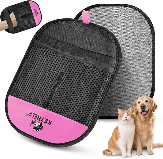 Pet Hair Removal Glove for Dogs & Cats, Newly Upgraded Reusable Electrostatic Pet Hair Gloves, Pet Hair Remover Tool for Clothing, Couch, Carpet, Car Seat（Pink）