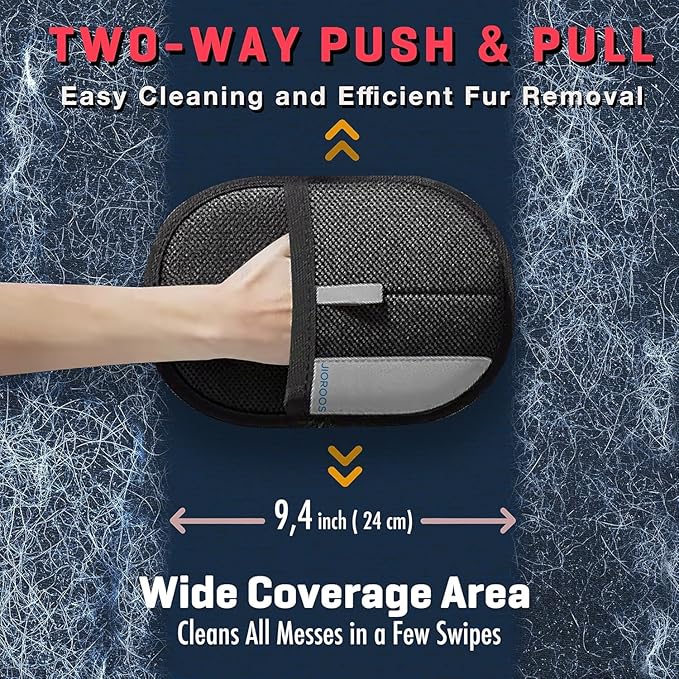 Pet Hair Removal Glove for Cats & Dogs, Upgraded Electrostatic Reusable Pet Hair Remover Tool, Magic Fur Removal Mitt for Laundry, Couch, Carpet, Car Seat, Pet Grooming Gloves (1)